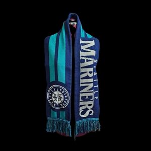 Seattle Mariners Blue and Teal Knit Scarf with Fringe Detailing